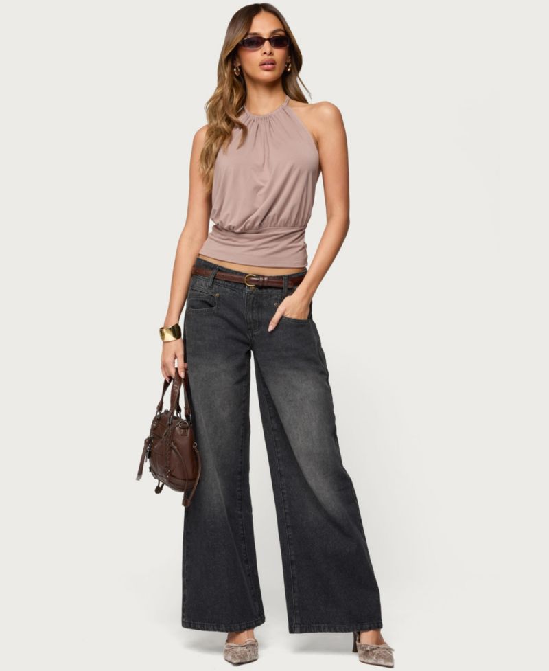 Women's Charlize Stitched Washed Low Rise Baggy Jeans