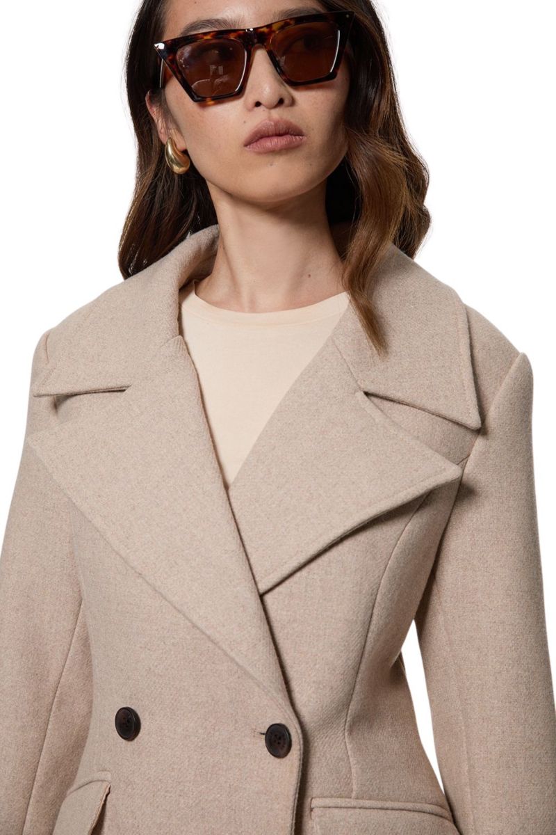 Women's Wool Tailored Flared Skirt Midi Coat