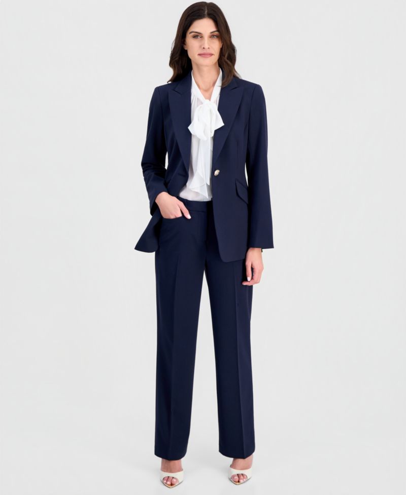 ASL Petite Shoulder Padded One-Button Blazer