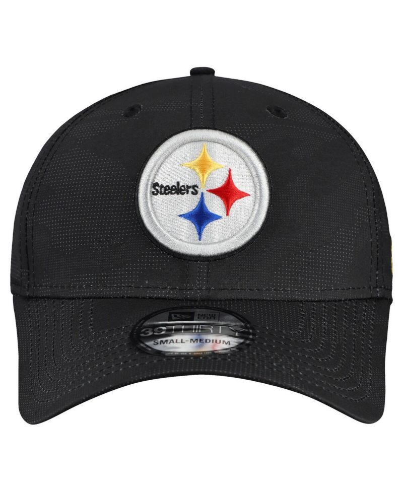 Men's Black Pittsburgh Steelers Tonal Camo 39THIRTY Stretch Fit Hat