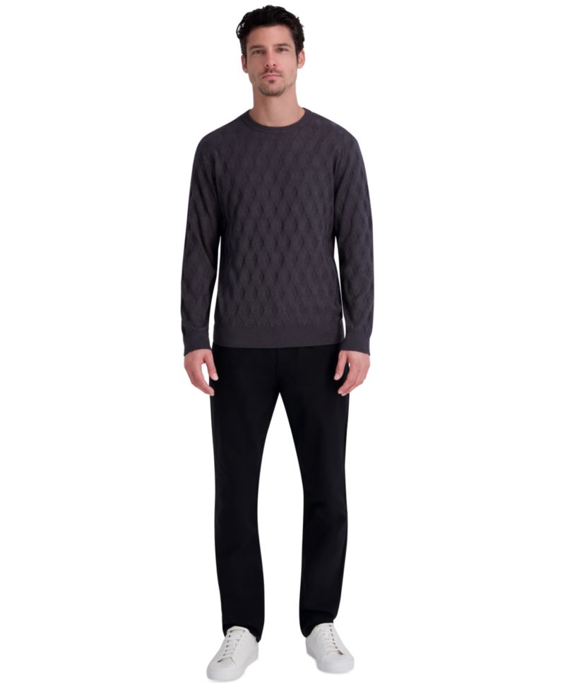 Men's Diamond Texture Crewneck Sweater