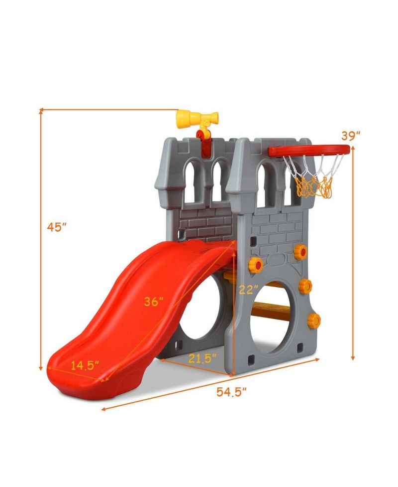 Toddler 5 in 1 Climber Slide Playset with Basketball Hoop