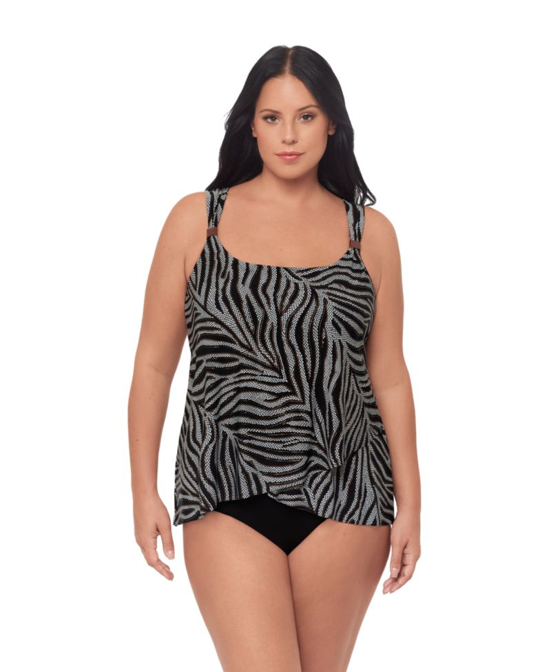 Plus Size Zirconic Dazzle Tankini Swim Top