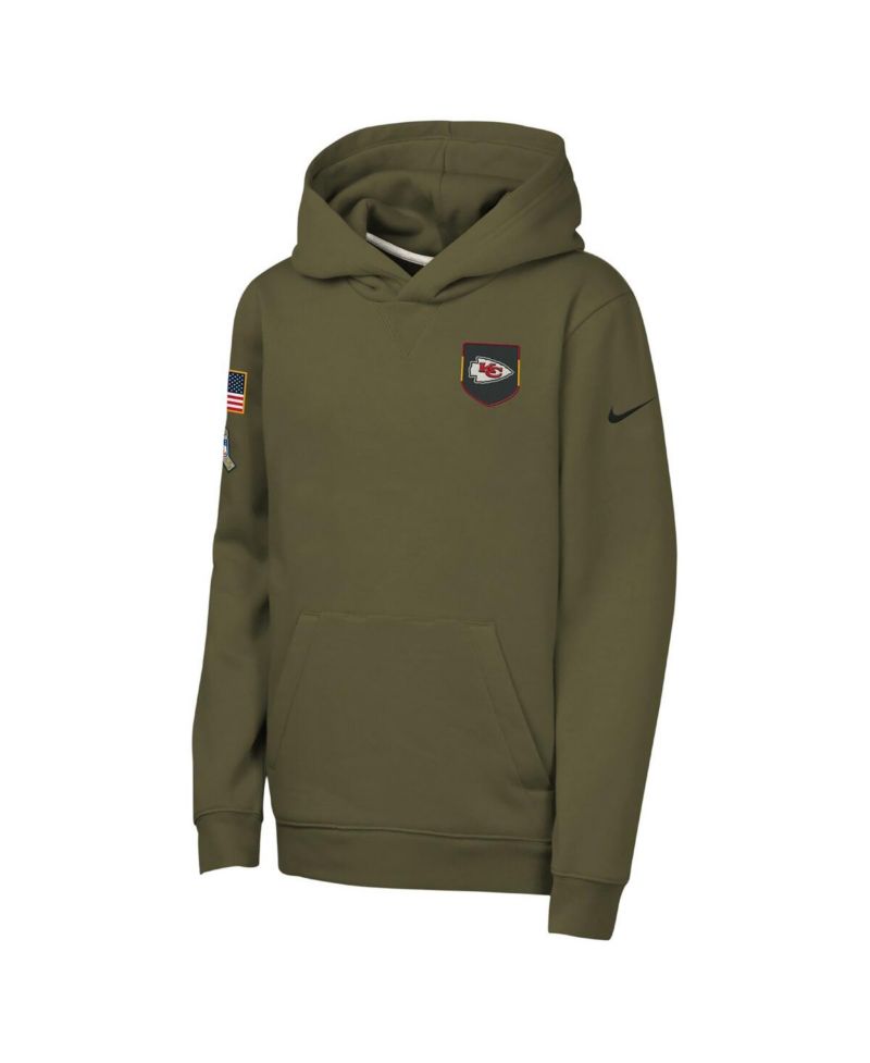 Big Boys and Girls Olive Kansas City Chiefs 2025 Salute to Service Club Fleece Hoodie