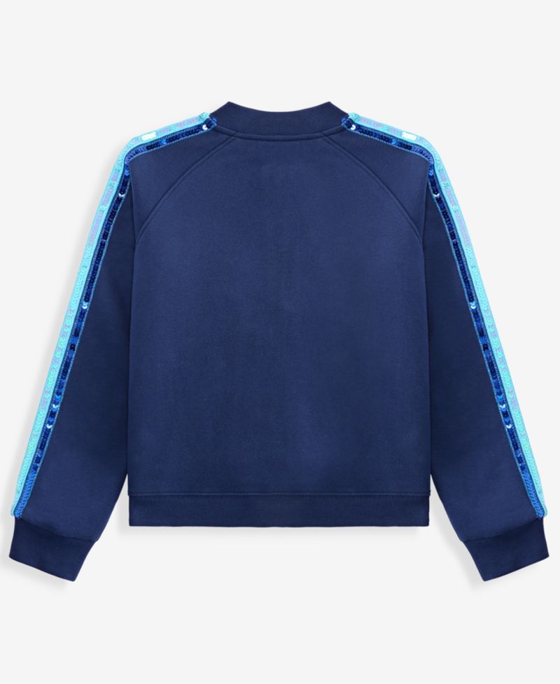 Girls' XS-XL Sequin-Stripe Fleece Bomber Jacket