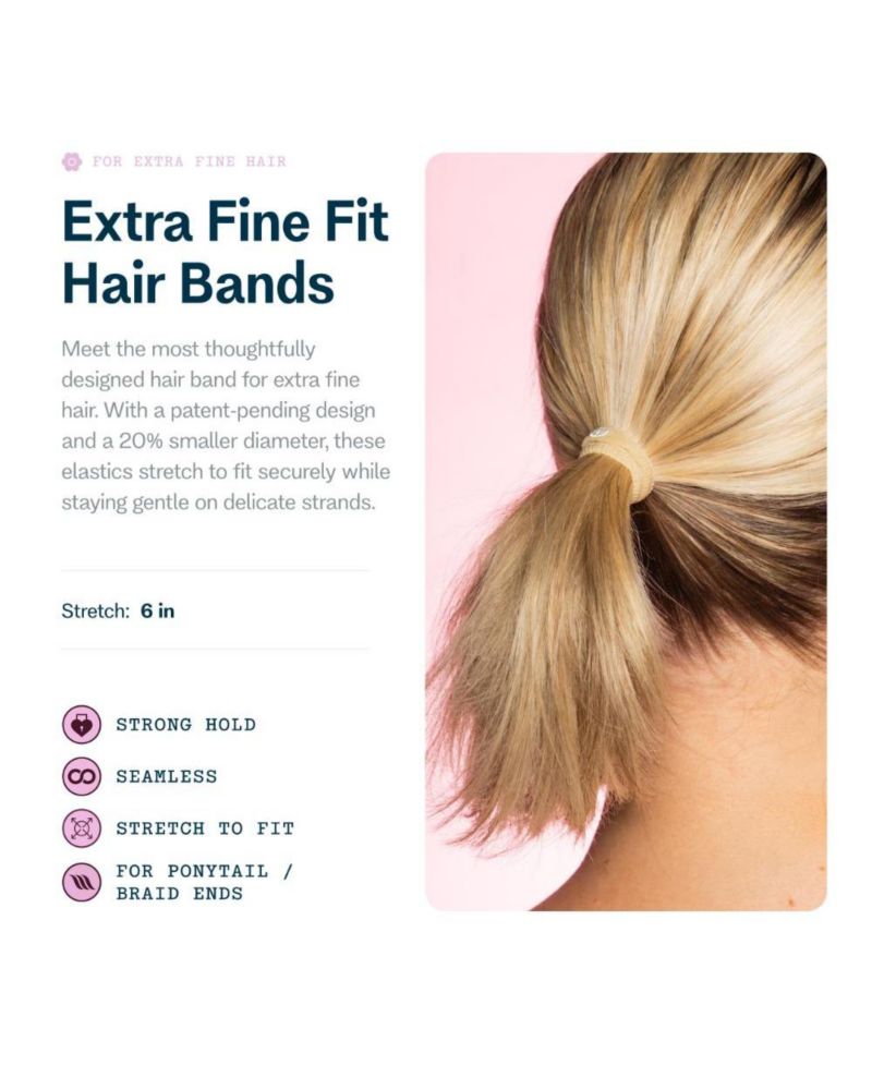X-Fine Hair Bands Slim-Fit Elastic Ties for Extra Fine Hair 20 Pack