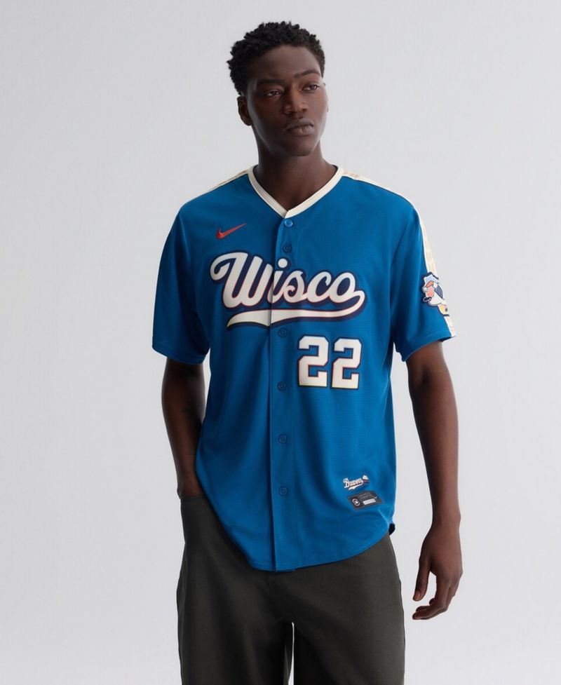 Men's Christian Yelich Mineral Blue Milwaukee Brewers 2026 City Connect Stadium Jersey