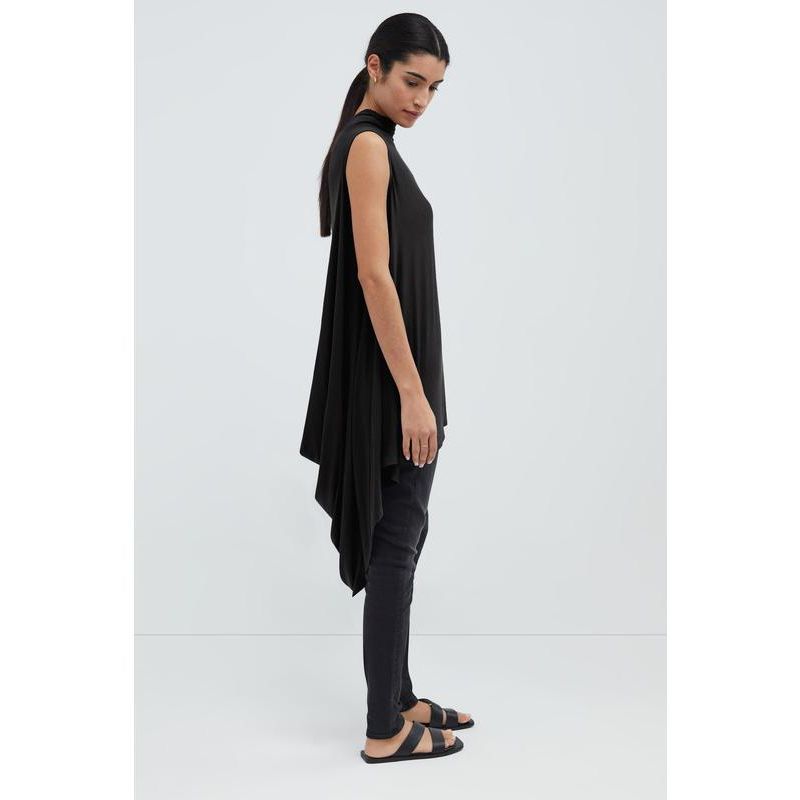 Women's Ines Sleeveless High-Neck Sheer Jersey Draped-Back Tunic
