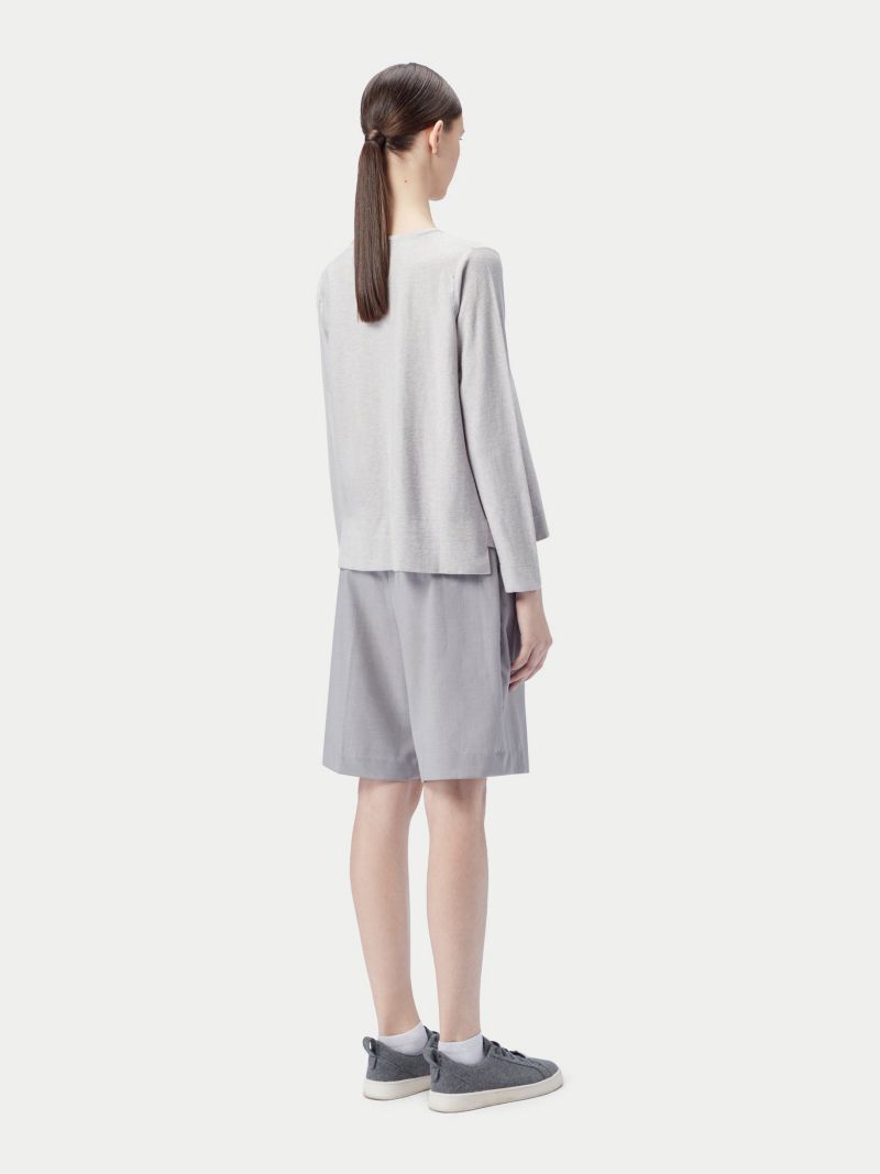 Women's Boatneck Cotton Silk Cashmere Blend Sweater