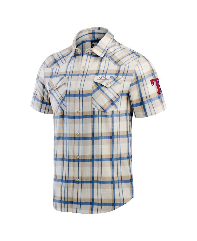 Men's Royal Texas Rangers Plaid Full-Snap Shirt