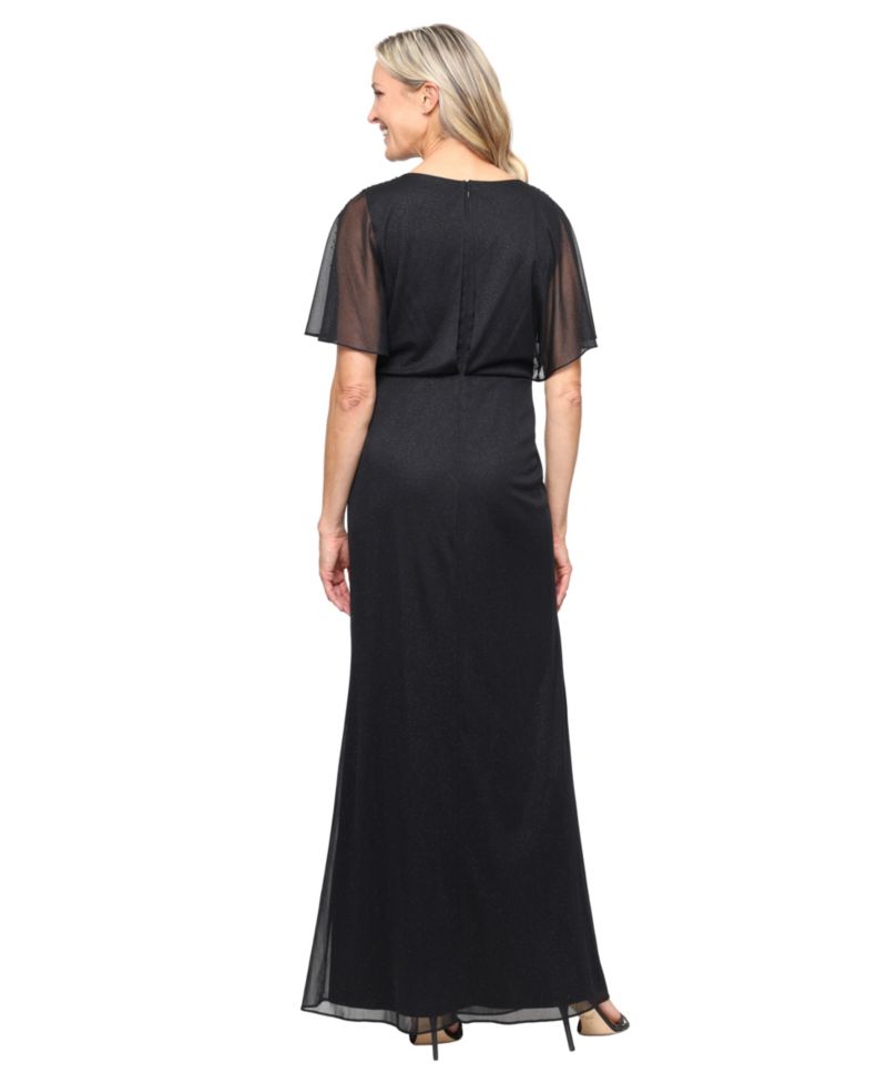 Petite V-Neck Back Zipper A-Line Dress