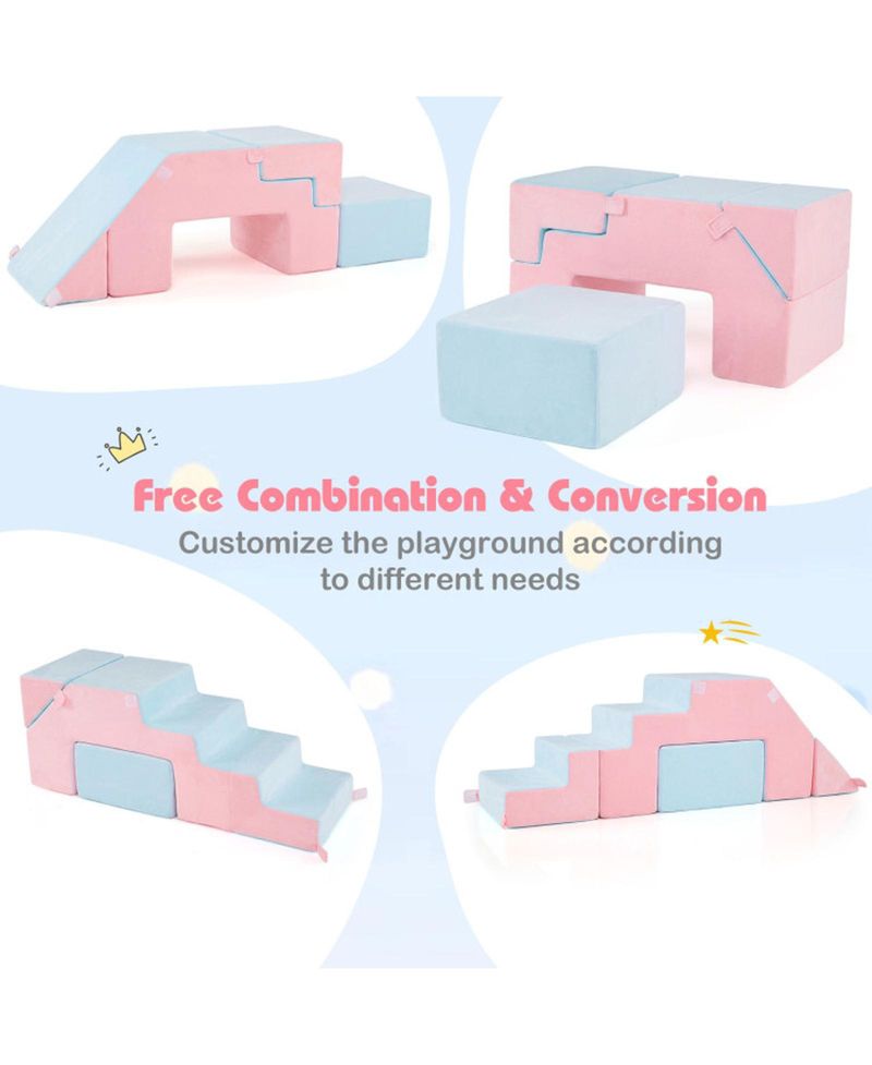 4-in-1 Foam Climbing Blocks Slide Soft Play Set