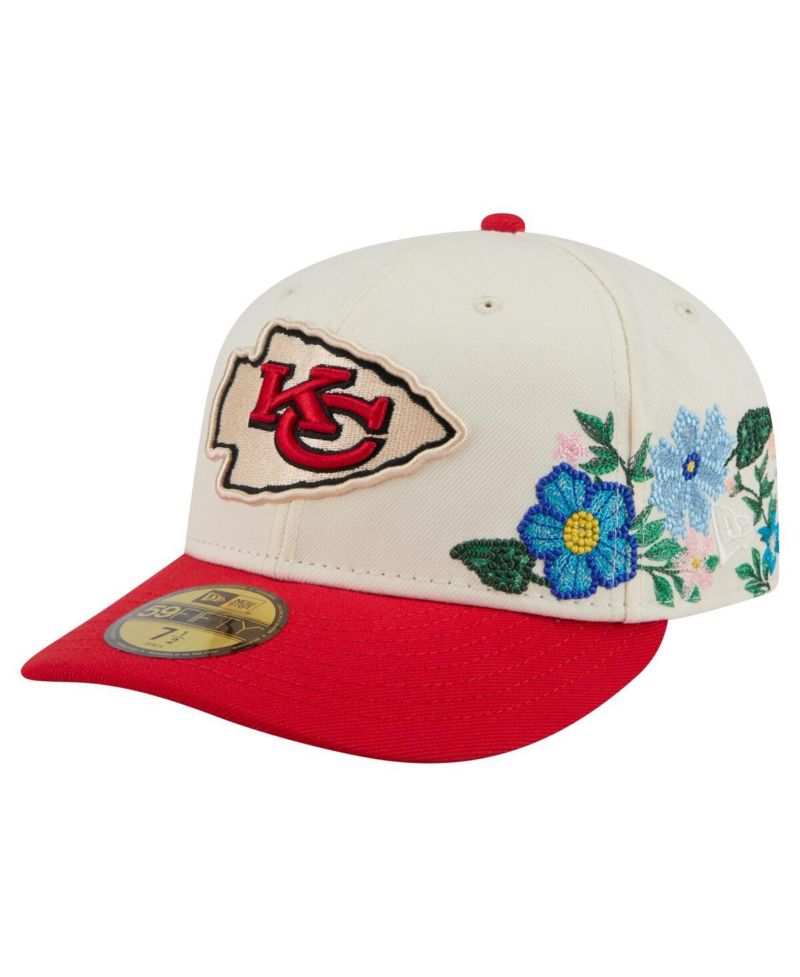 Men's Cream/Red Kansas City Chiefs Tonal Floral 59FIFTY Fitted Hat