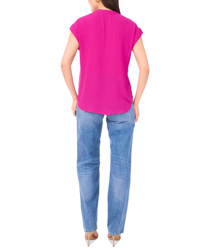 Women's V-Neck Short-Sleeve Pullover Top