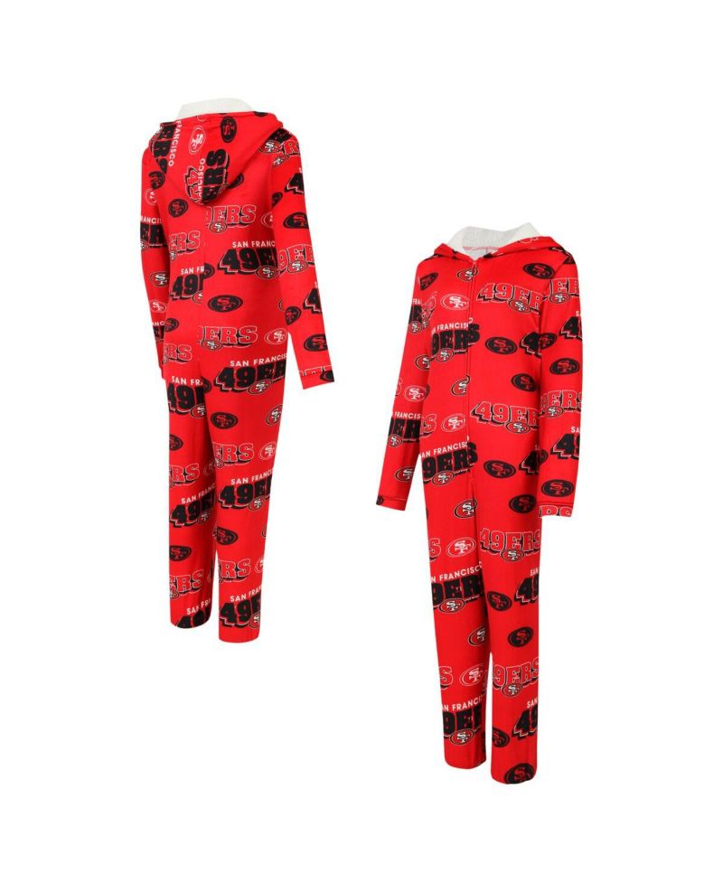 Women's Scarlet San Francisco 49ers Roadway Allover Print Microfleece Full-Zip Union Suit