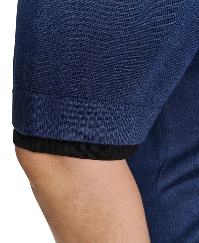 Plus Size Johnny Collar Short-Sleeve Sweater