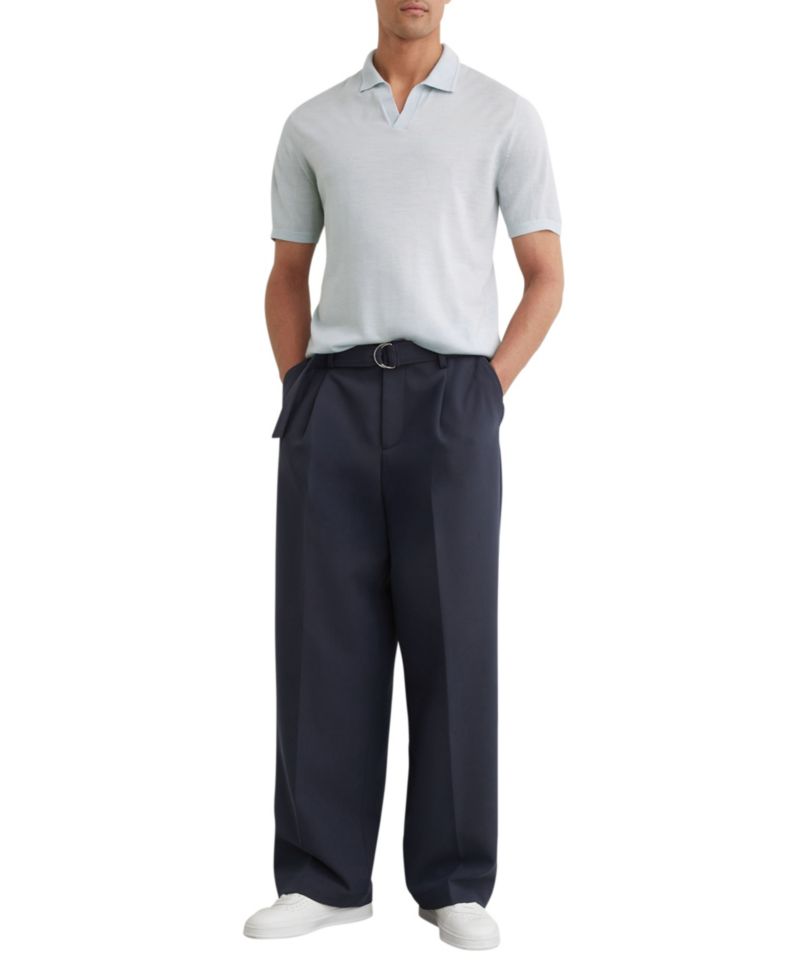 Men's Duchie Open Collar Merino Wool Polo Shirt