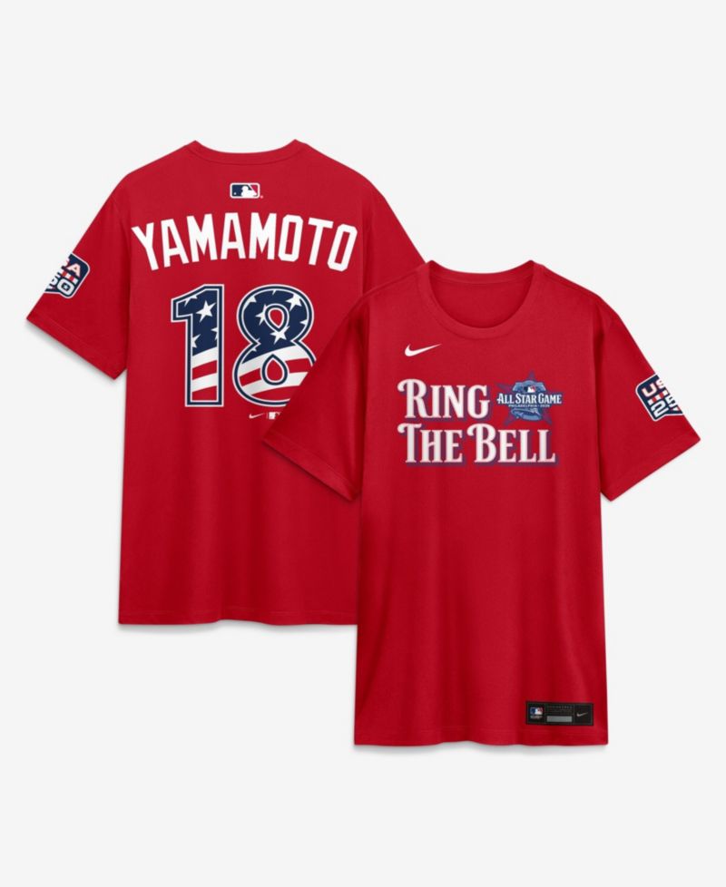 Men's 2026 All-Star Game National League Yoshinobu Yamamoto Red Name & Number T-Shirt
