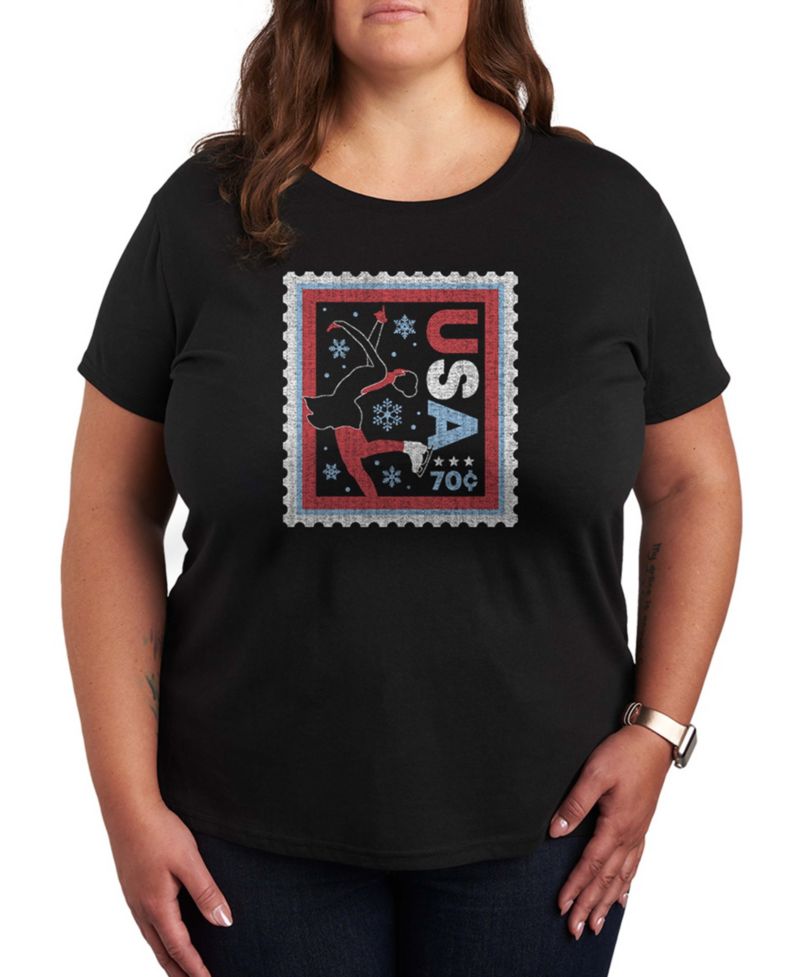 Plus Size Skater Stamp Word Art Short sleeve T-Shirt