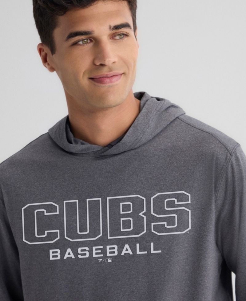 Men's Charcoal Chicago Cubs Clutch Long Sleeve Hooded T-Shirt