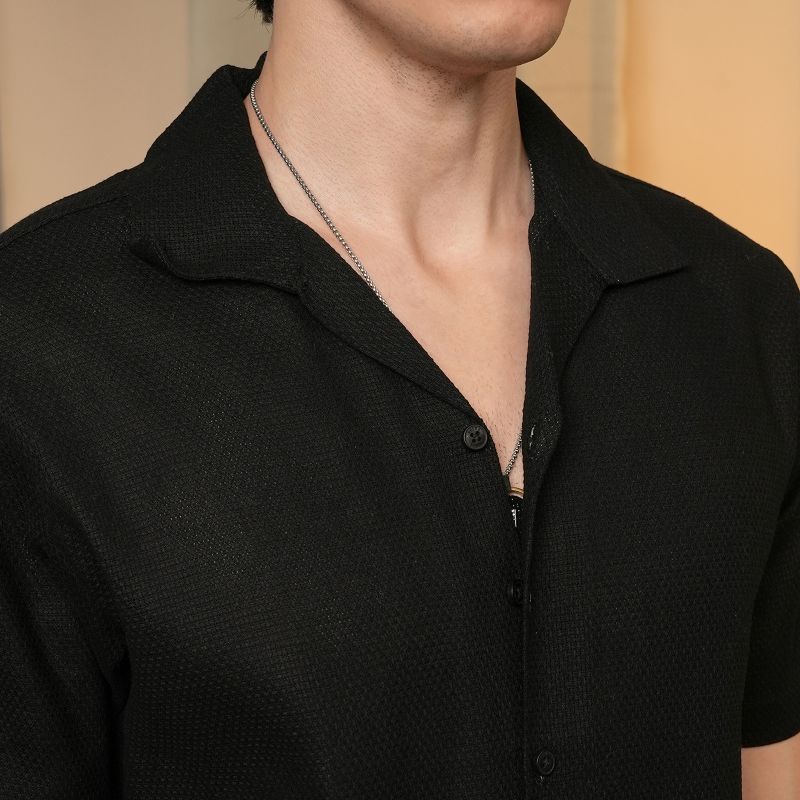 Men's Onyx Black Solid Resort Shirt