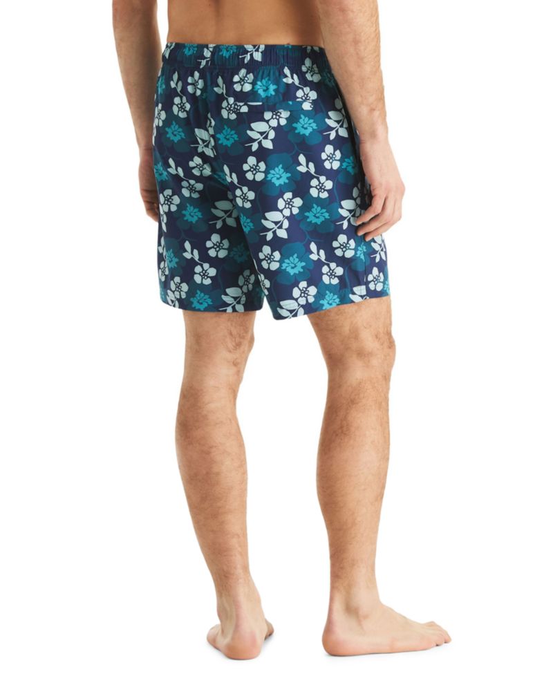 Men's 7" Floral Print Full Elastic Boxer Liner Swim Shorts