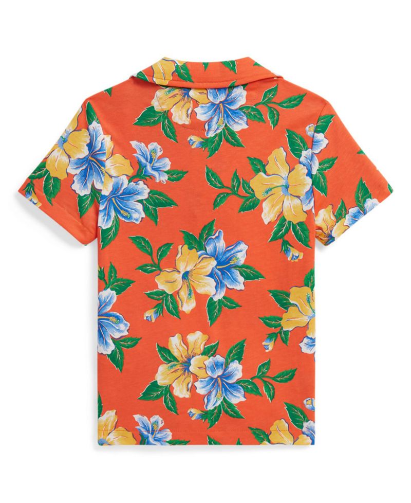 Boys' 2-7 Floral-Print Short-Sleeve Jersey Polo Shirt