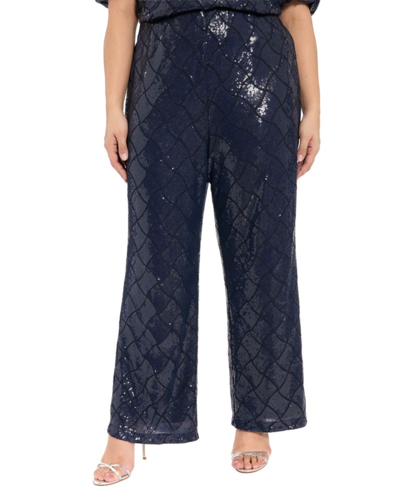 Plus Size Sequined Pull-On Pants