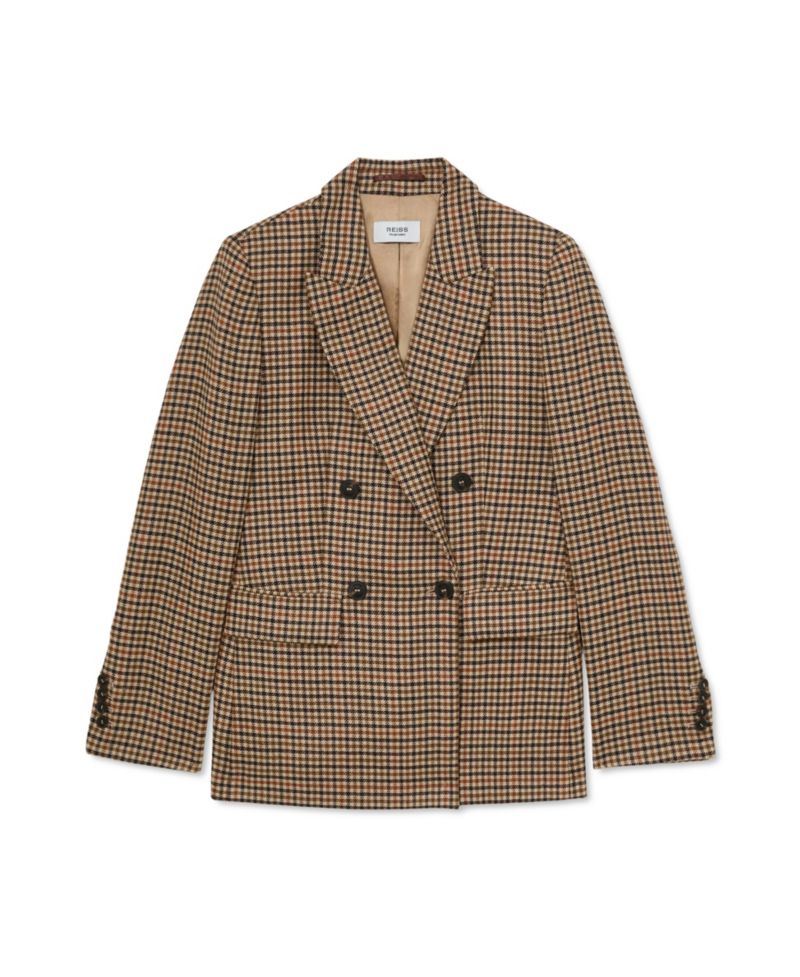 Women's Willow Double-Breasted Wool Check Blazer