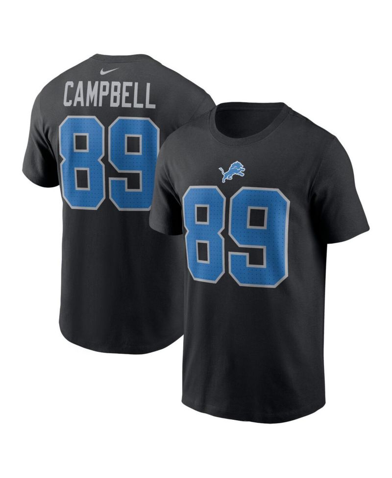 Men's Dan Campbell Black Detroit Lions Retired Player Name & Number T-Shirt
