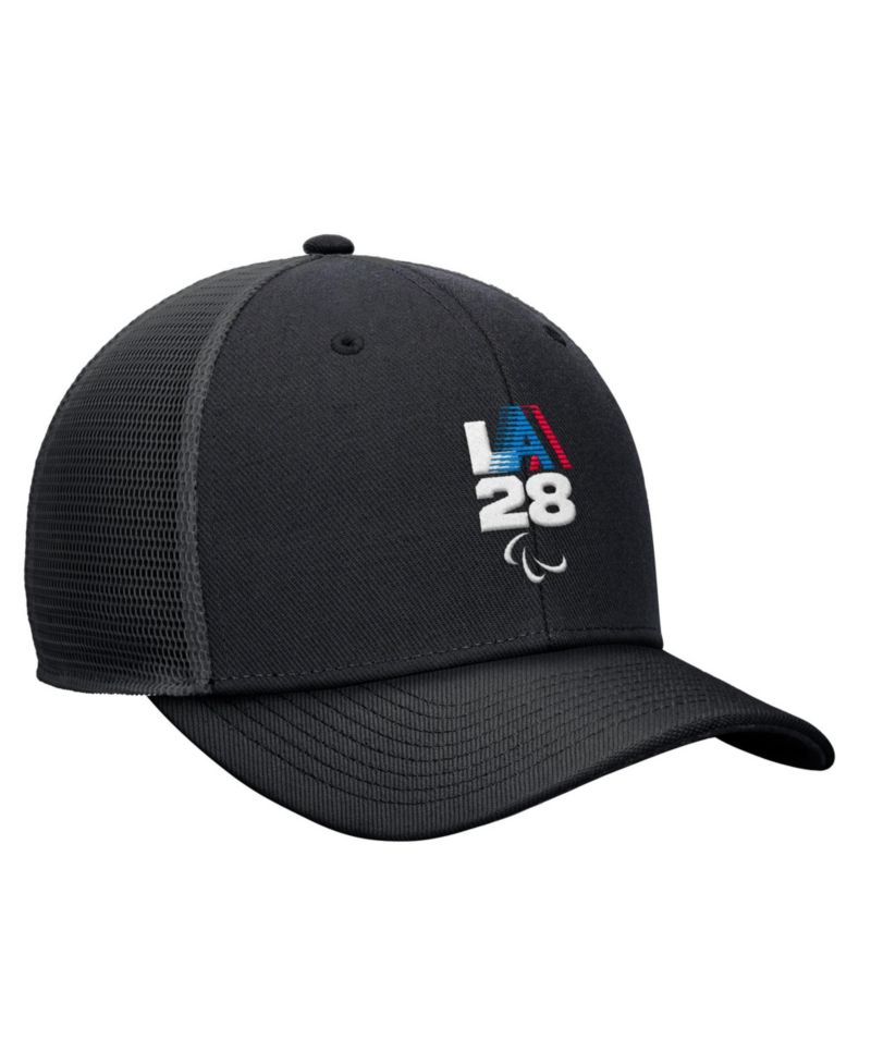 Big Boys and Girls Black LA28 Summer Paralympics Retro Stripe Rise Adjustable Trucker Hat