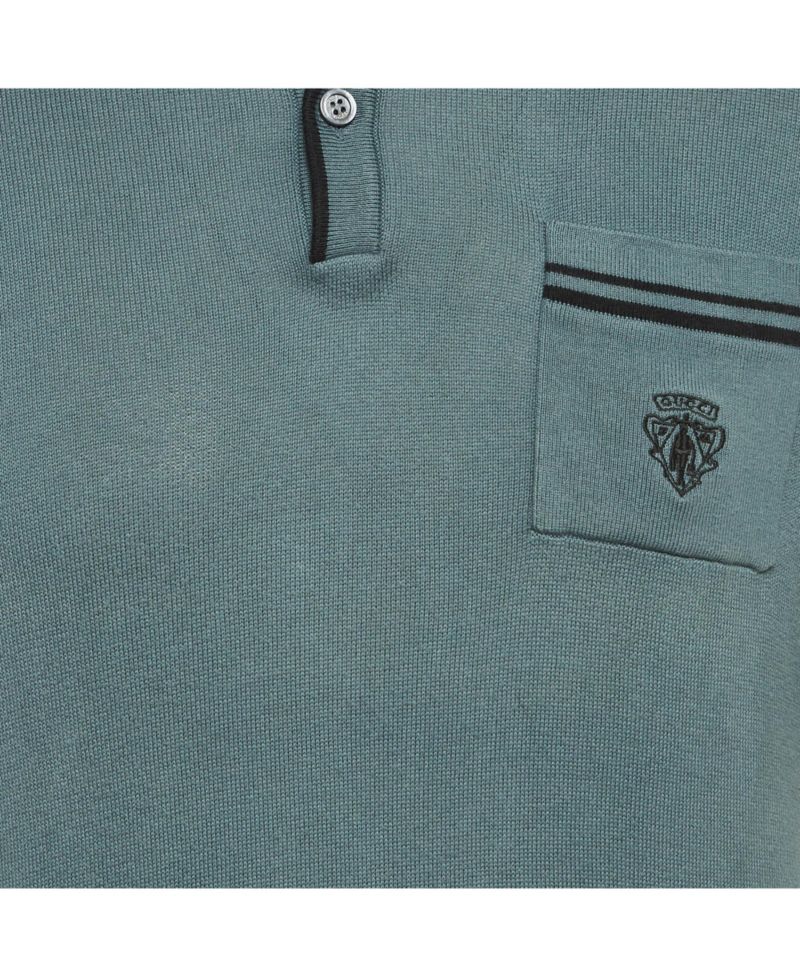 Women's Striped Trim Cotton Knit Polo Shirt