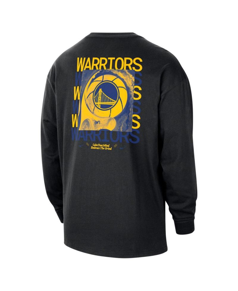 Men's Black Golden State Warriors Courtside Oversized Long Sleeve T-Shirt