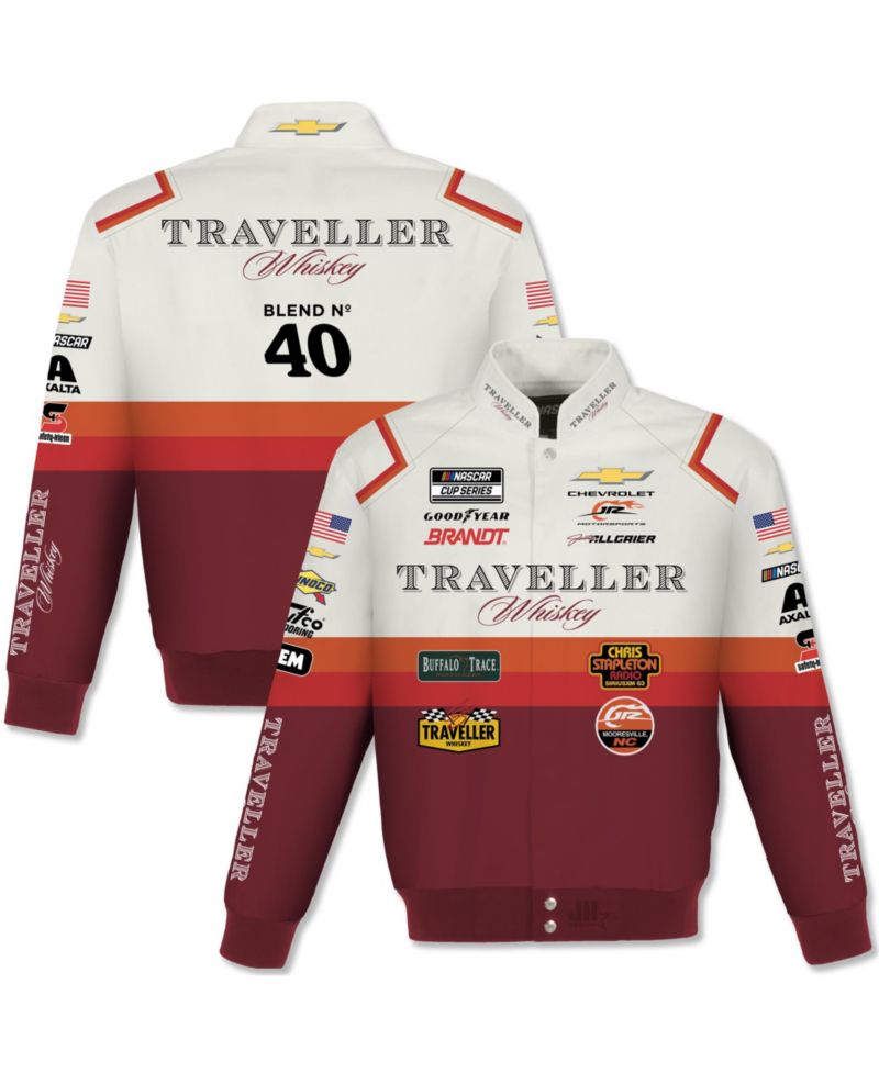Men's Red/White Justin Allgaier Traveller Whiskey Full-Snap Twill Racing Jacket