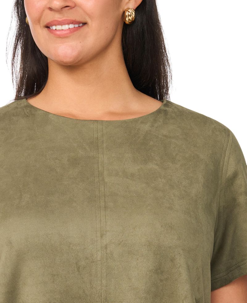 Plus Size Paneled Exposed Stitching Shift Mini Dress