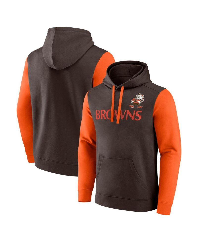 Men's Brown/Orange Cleveland Browns Fleece Pullover Hoodie