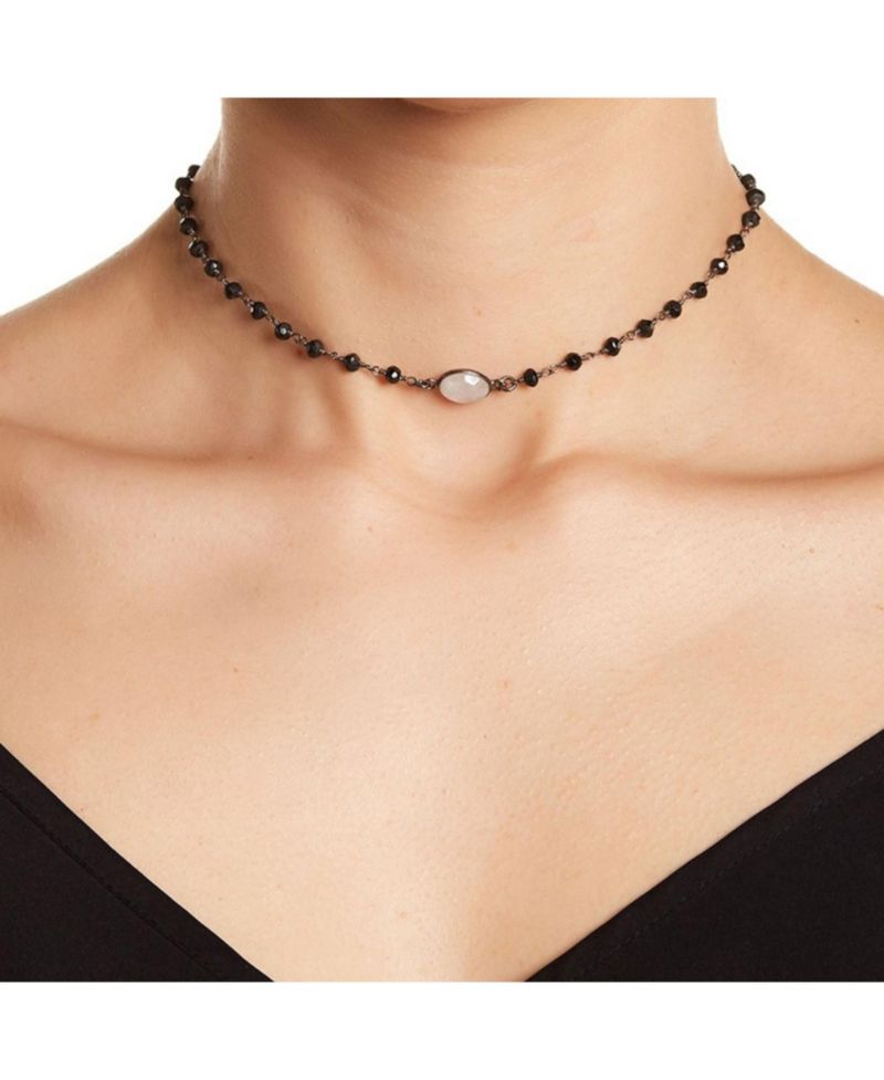 Rosary Choker Necklace moonstone spinel