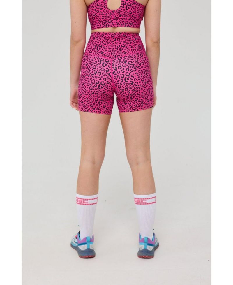 Women's Infinite High Waisted Shorts - Pink Leopard