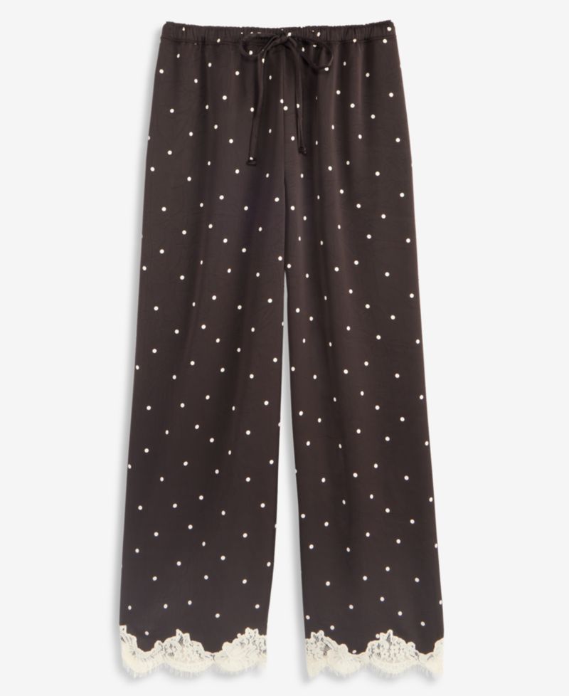 Women's Pull-On Dot Lace-Trim Wide-Leg Pants