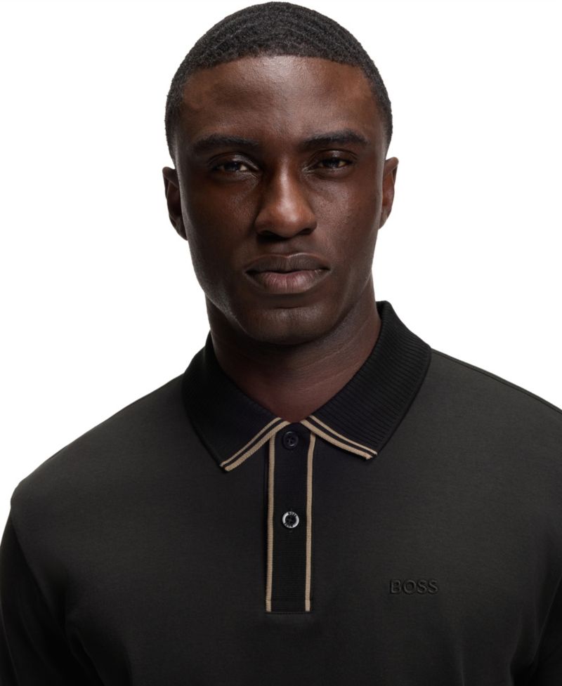 Men's Paddy Interlock-Cotton Striped-Trim Polo Shirt