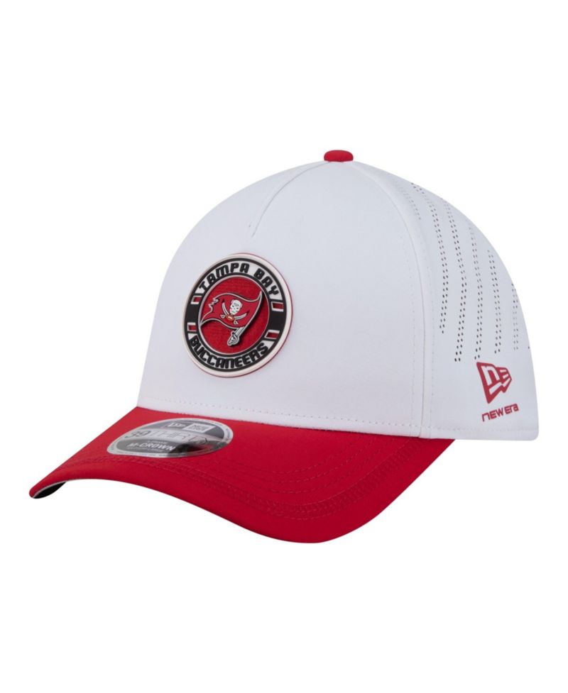 Men's White/Red Tampa Bay Buccaneers Patch 39THIRTY A-Frame M-Crown Perforated Flex Hat
