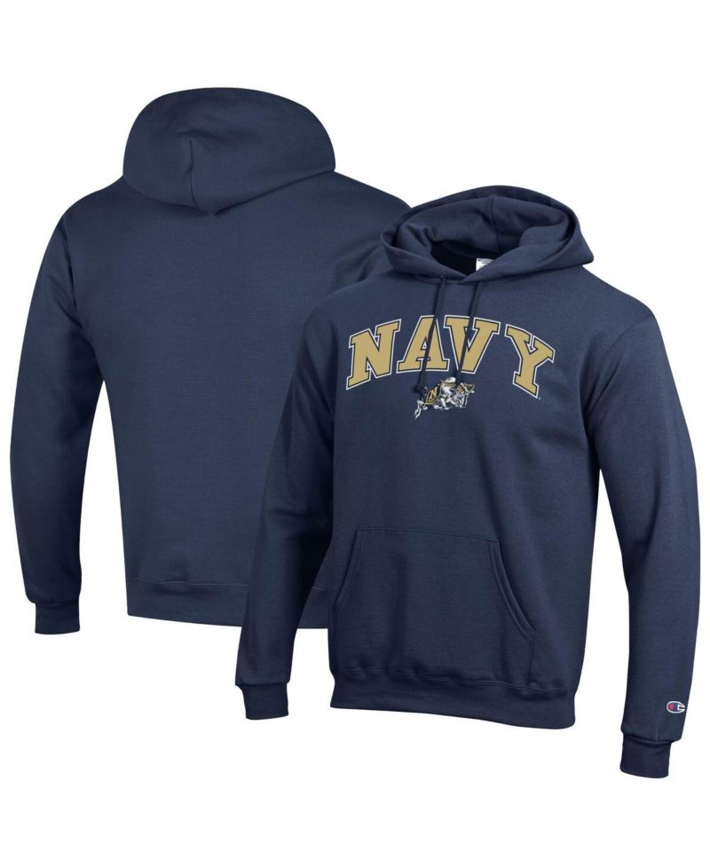 Men's Navy Midshipmen Arched Logo Fleece Pullover Hoodie