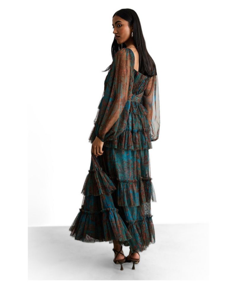 Women's Abstract Print Cut Out Maxi Dress