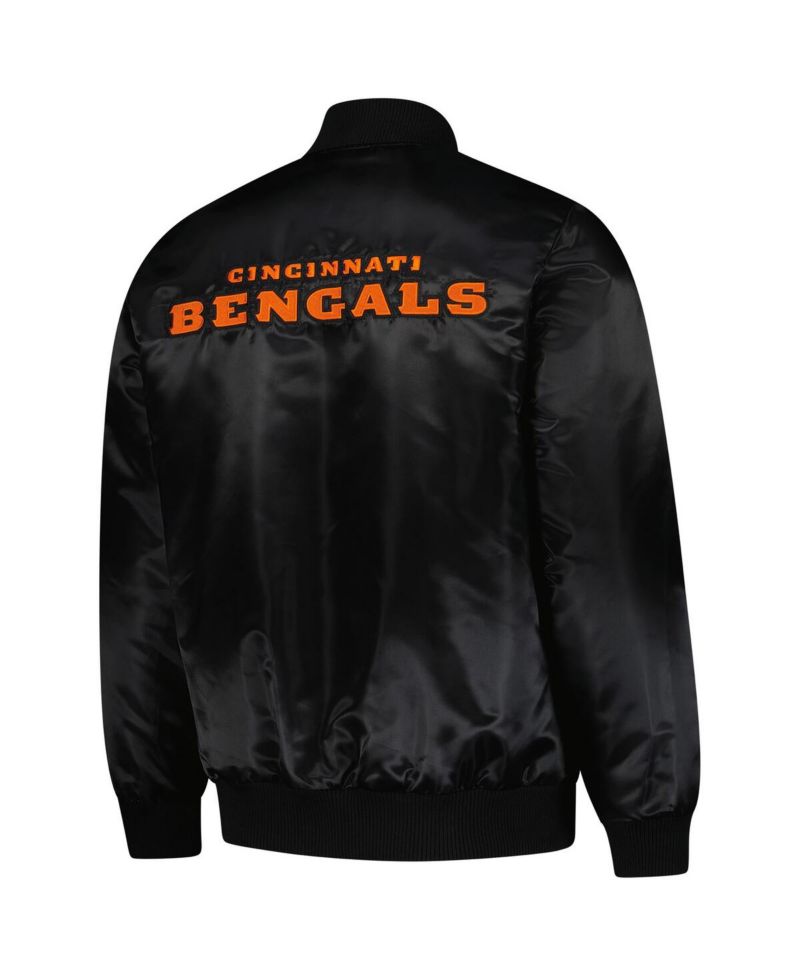 Men's Black Cincinnati Bengals Exclusive Satin Full-Snap Varsity Jacket