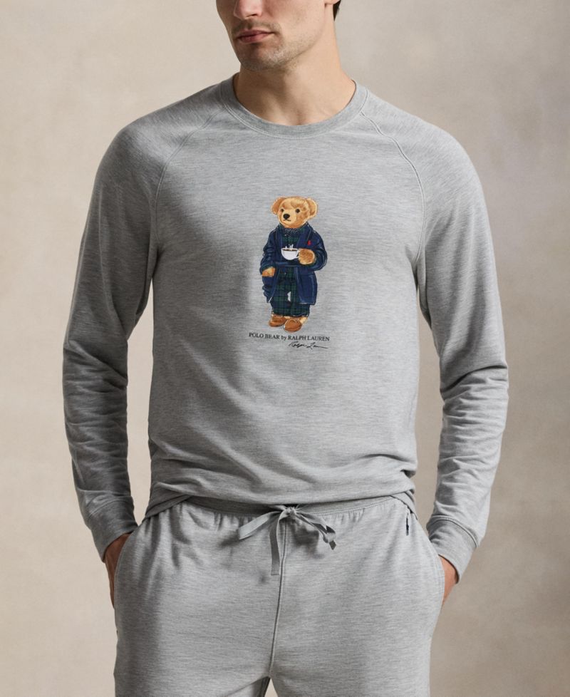 Men's Polo Bear Long-Sleeve Crewneck Shirt and Pajama Pants, 2-Piece Set