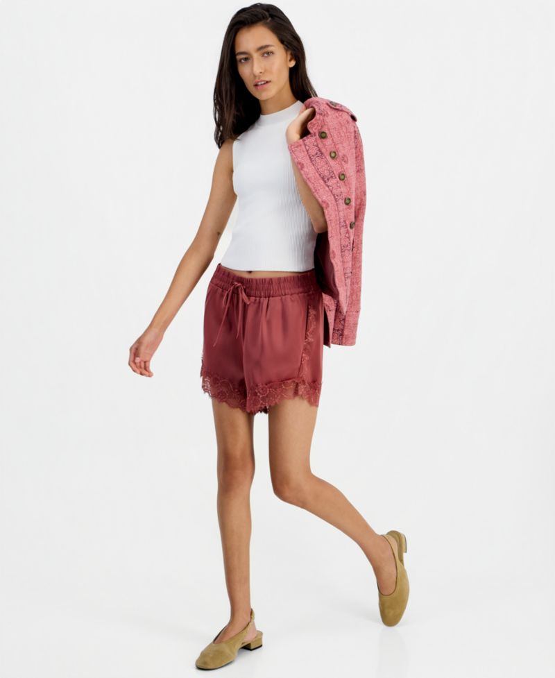 Women's Pull-On Satin Lace Shorts, 1-5/8" Inseam