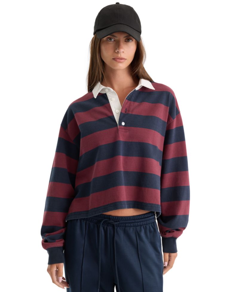 Women's Cropped Rugby Polo T-Shirt