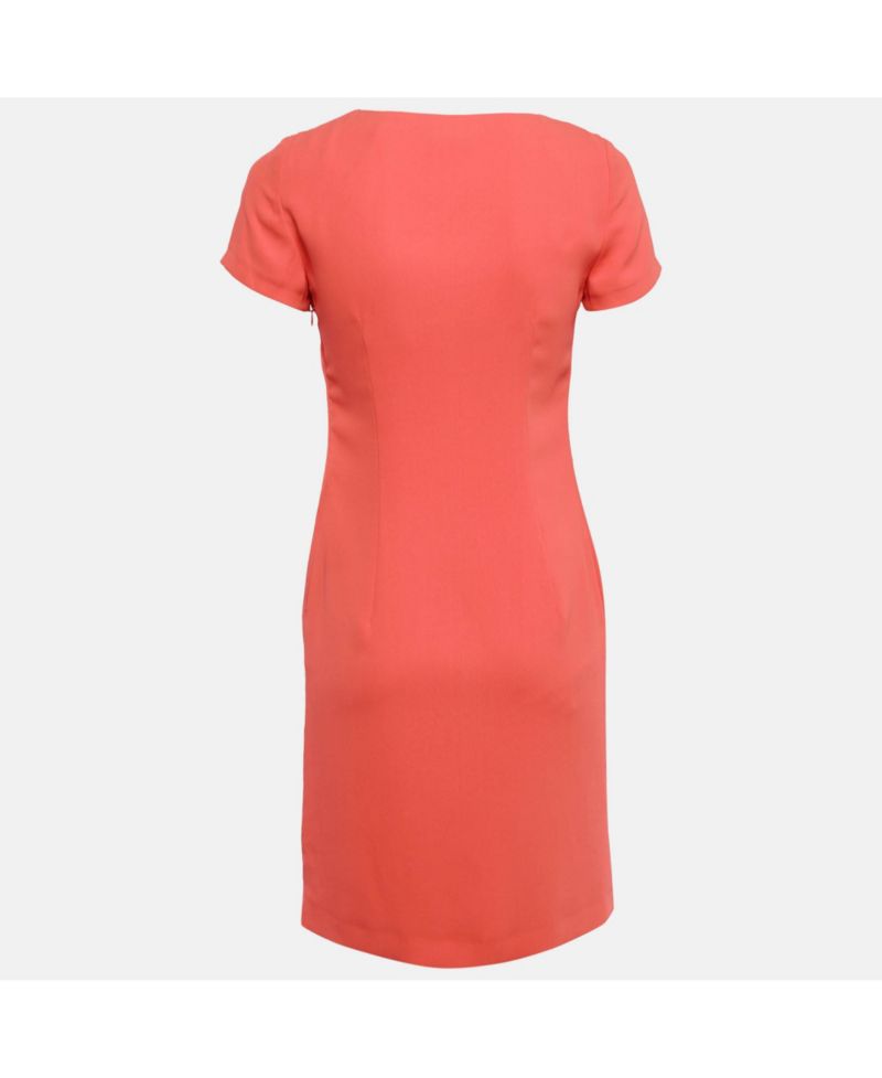 Women's Cheap and Chic Red Chiffon Shift Dress with Corsage Rose Detail