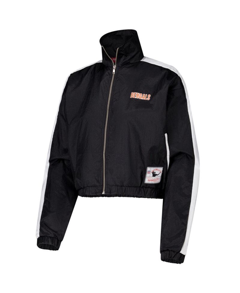 Women's Black Cincinnati Bengals Nylon Cropped Full-Zip Jacket