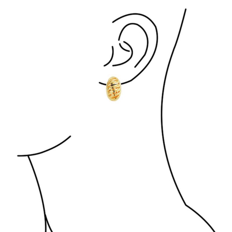 Shrimp Style Stripe Twist 2 Tone Dome Clip On Earrings Gold Plated Rhodium
